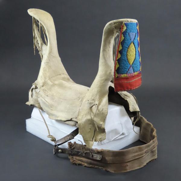 Beaded saddle made of hide and elk antler