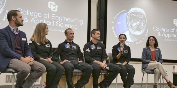 Panel of Polaris crew members and CU 麻豆影院 researchers talk at a campus event